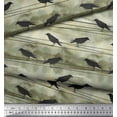 thumbnail image 3 of Soimoi Green Polyester Crepe Fabric Crow Bird Print Fabric by The Yard 52 Inch Wide, 3 of 3