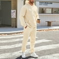 thumbnail image 3 of Fgvctg Sweatsuits Men 2 Piece Outfit Fall Lounge Set Casual Fleece Sweatsuit Comfy Jogger Sweatpant Oversized Sweatshirts Tracksuits with Pockets Khaki M, 3 of 8
