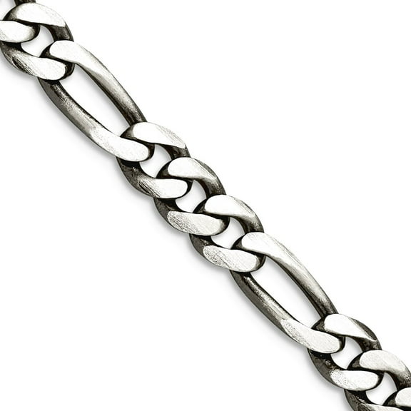 925 Sterling Silver Oxidized 5.5mm Figaro Chain Necklace 22 Inch Chain Necklace for Women and Men