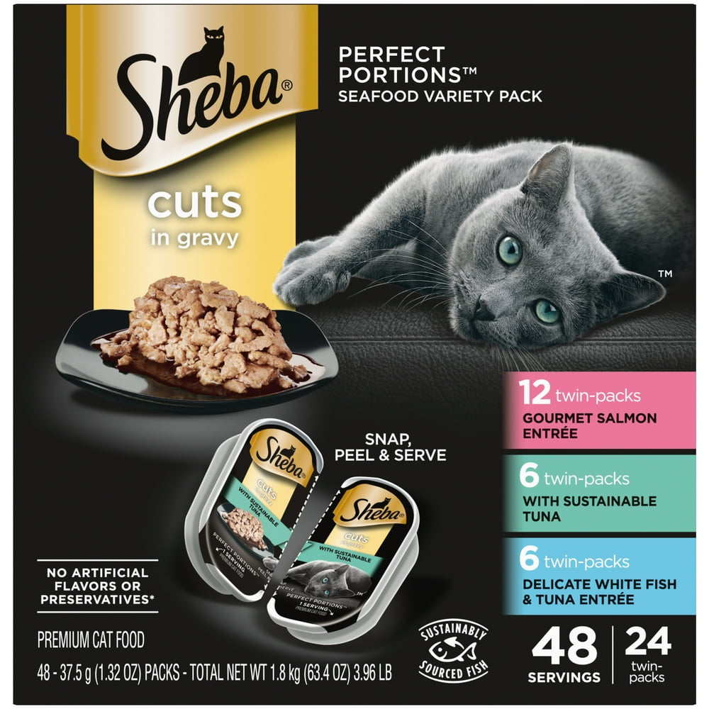 SHEBA Wet Cat Food Cuts in Gravy Variety Pack, With Sustainable Tuna