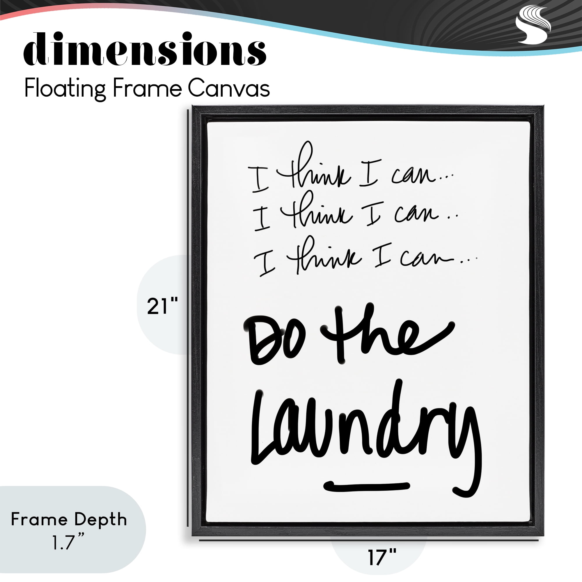 Stupell Industries Think I Can Do Laundry Black Framed Floater Canvas Wall Art, design by SD Graphics Studio