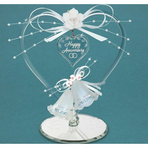 Fashion Anniversary Heart Glass Figurine (8.07 X 7.07) Made In China -Jewelry By Sweet Pea