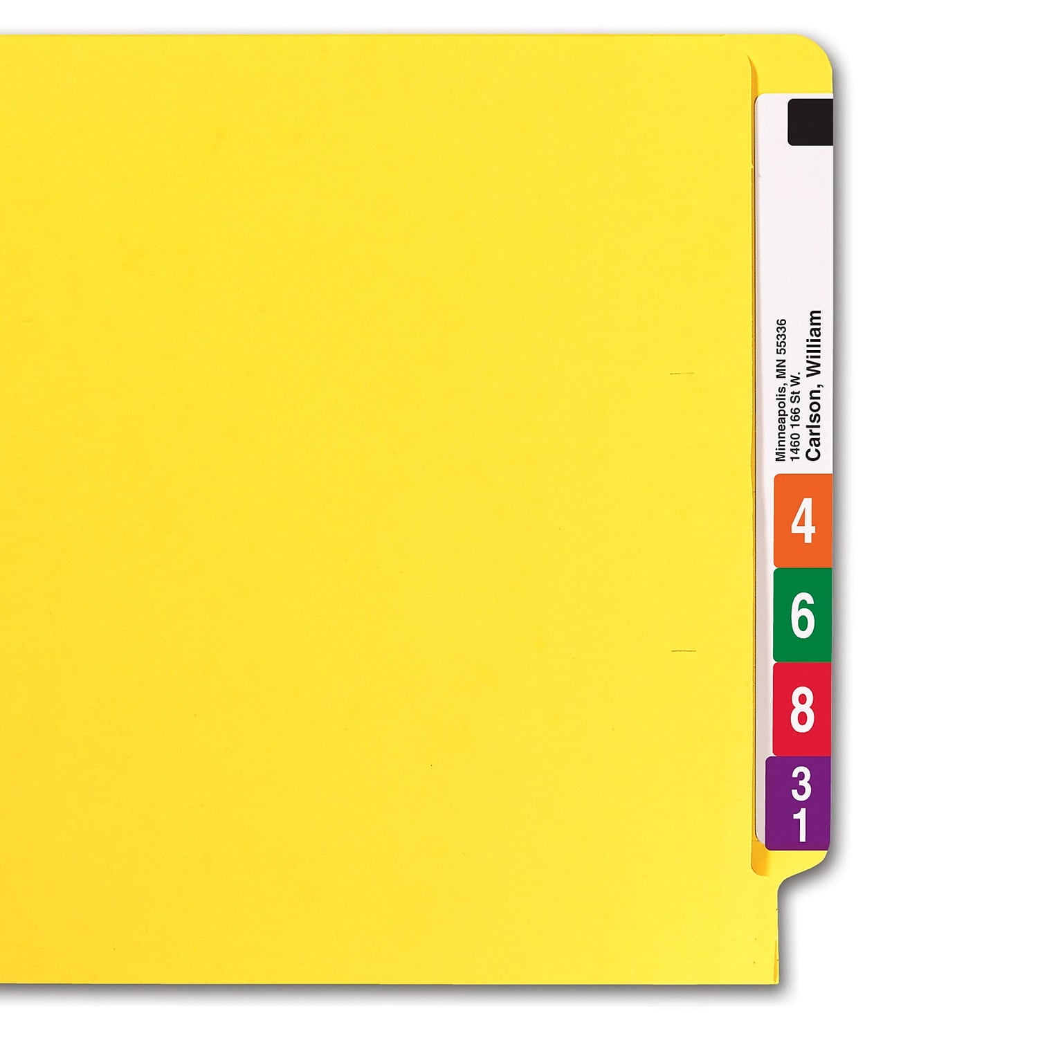 Smead 25910 Colored File Folders, Straight Cut, Reinforced End Tab, Letter, Yellow, 100/Box