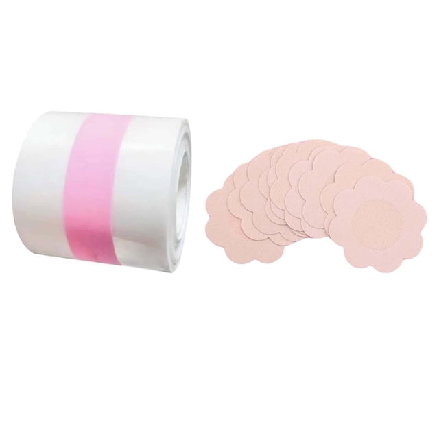 Juego de 10 piezas de cubiertas para pezones Yinane con cinta transparente para el pecho rosa