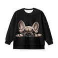 thumbnail image 4 of Xoenoiee French Bulldog Print Girls Oversized Sweatshirts Casual Long Sleeve Crewneck Side Slit Tops 2025 Fall Loose Pullover Sweatshirt, 7-8 Years, 4 of 7