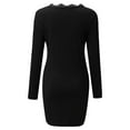 thumbnail image 5 of Efsteb Formal Dresses for Women Plus Size Fall V-neck Solid Color Formal Comfortable Evening Dress Slim Dress Long Sleeve Dresses Short Dress Black XXL, 5 of 5