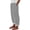 Black, variant on Pants for Women Work Cotton And Linen Striped Elastic Waistband High Waistband Pocket Side Buttons Nine Point Loose H Shaped Straight Palazzo Wide Leg Pants