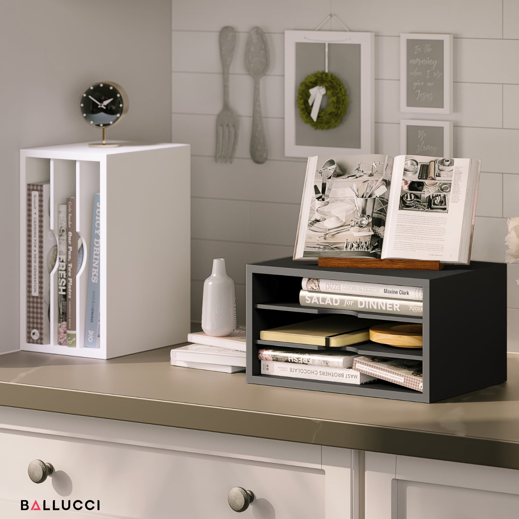 Ballucci 3-Tier Stackable Paper Organizer, Office Desk Organizer, Document Holder, Black