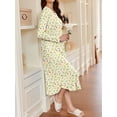 thumbnail image 3 of Avidlove Nightgowns for Women Floral Long Sleeve Henley Sleepshirt Full Length Nightdress Sleepwear with Pockets S-3XL, 3 of 7