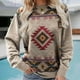 thumbnail image 3 of Sudadera de manga larga con cuello redondo y estampado geométrico para mujer, estilo informal, para ir de compras, 3 of 5