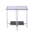 thumbnail image 2 of Glass Top Metal End Table With Marble Bottom Shelf, Silver And Clear, 2 of 5