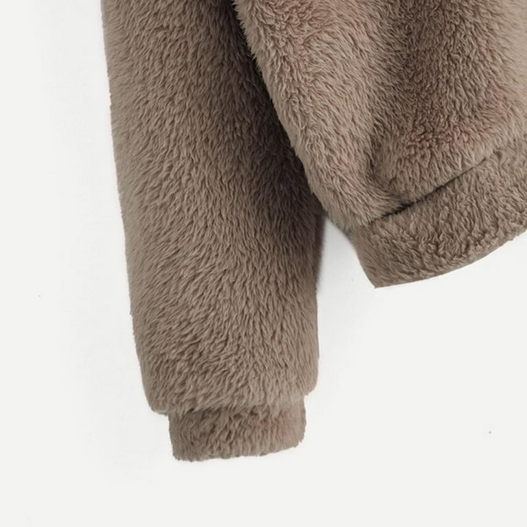 XFLWAM Bear Hoodie Women Fuzzy Pullover Sweater Sherpa Fleece