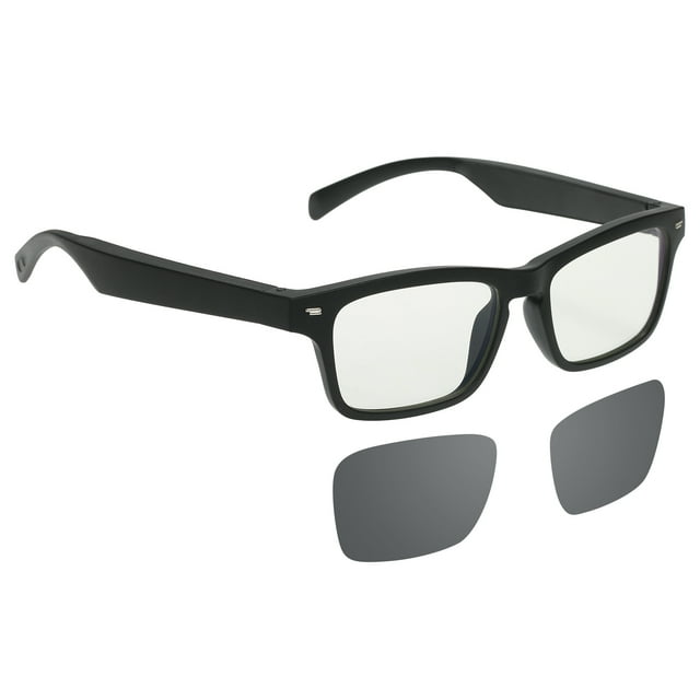 Graflsoa KY Smart Bluetooth Glasses with Bone Conduction, Polarized & Anti-Blue Light Lenses, 6-Hour Playtime, Magnetic Charging, IP5 Waterproof, Compatible with iOS/Android