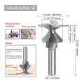 thumbnail image 1 of MYG 1/2 Shank Wood Wall Cabinet R50 Arc Bending Cutter Router Bits Woodworking Tool, 1 of 5