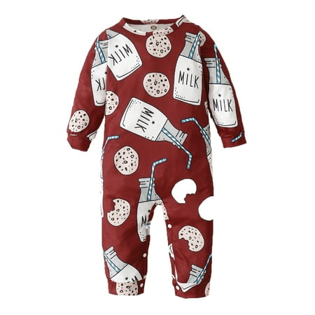 

KIMI BEAR Newborn Baby Boys Rompers 9 Months Newborn Boy Autumn Bodysuits 12 Months Newborn Boy Cozy Milk Cookie Print Long Sleeve Jumpsuits Burgundy