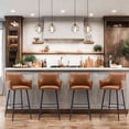 thumbnail image 2 of Dayalane 30" Bar Stools Set of 2, Modern Faux Leather Upholstered Barstools with Back and Footrest, Kitchen Island Bar Stools with Armrests for Pub Home Bar Dining Room Bistro, Brown, 2 of 12
