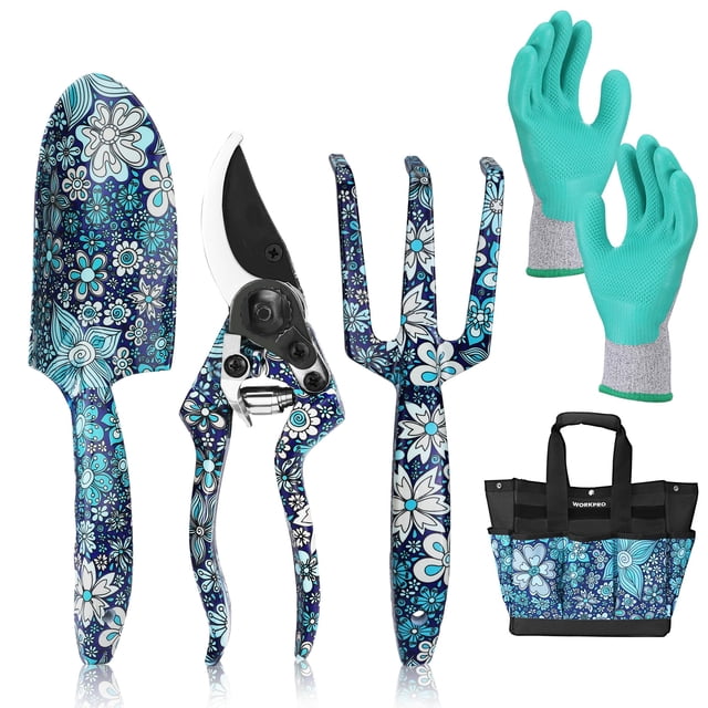 Juego de herramientas de jardín WORKPRO de aluminio resistente, 5 piezas con bolsa