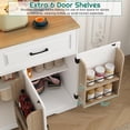 thumbnail image 5 of 71" Tall Kitchen Pantry Cabinet with 6 Doors Shelves & Led Lights & Charge Station, 47" Wide Freestanding Farmhouse Cupboard with 2 Drawer,6 Doors Storage,Adjustable Shelves,Open Countertop, White, 5 of 9