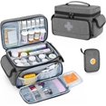 thumbnail image 5 of Pequeña bolsa de almacenamiento de medicamentos vacía, caja de primeros auxilios familiar, organizador de botellas de pastillas para suministros médicos de emergencia, gris (solo bolsa), 5 of 5