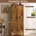 thumbnail image 3 of Walsunny 65" Tall Pantry Cabinet Wood Food Cabinet Pantry Storage Organizer Freestanding with 2 Doors 4 Shelves 1 Drawer for Kitchen Dining Room Living Room Brown, 3 of 9