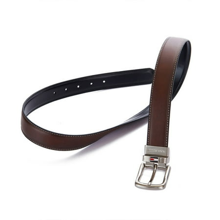 Tommy Hilfiger Men's 11TL08X014 Premium Reversible Leather Belt Brown Black 30