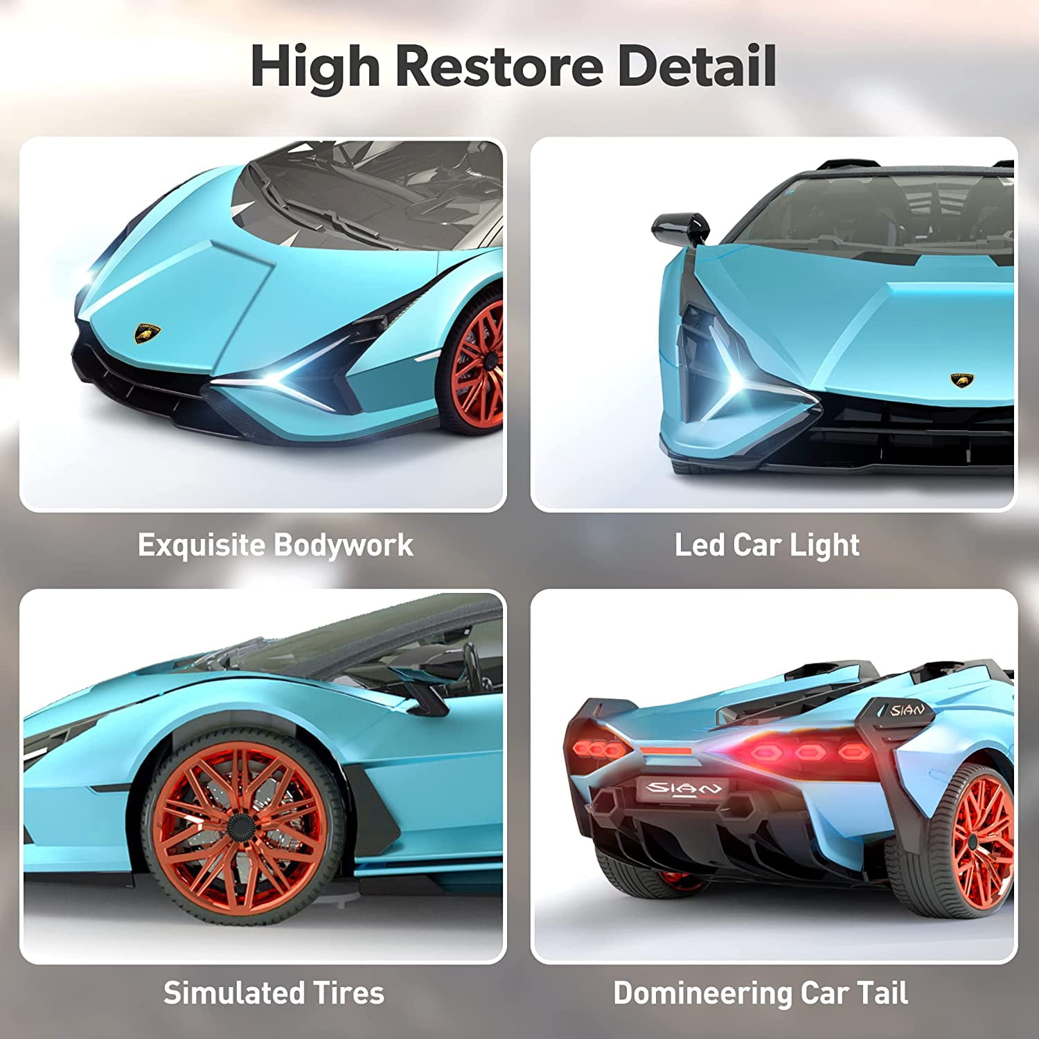 Miebely 1:12 Scale Lamborghini Remote Control Car, 7.4V 900mAh ,2 Battery, 12Km/h Fast, 2.4Ghz, Blue
