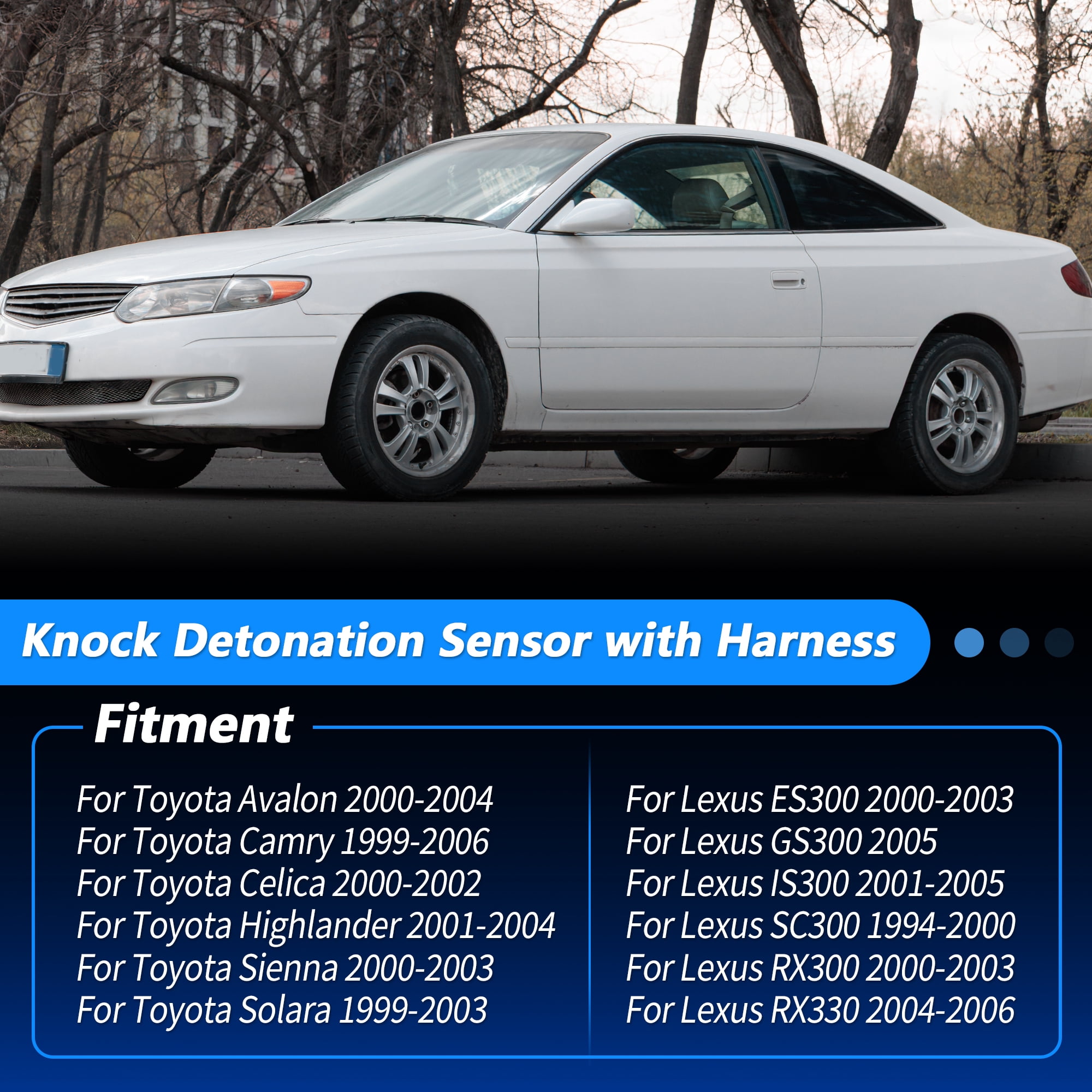 Unique Bargains 1Set 8961512090 Knock Sensor with Harness Set for Lexus ES300 RX300 2000-2003 for Toyota Avalon Camry Highlander Sienna Solara Celica