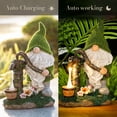 thumbnail image 5 of TERESA'S Collections Garden Gnomes Decor with Solar Lights, Fathers Gifts, Green Outdoor Resin Decorations for Porch Patio, Gnome Ornaments for Dad and Mom，9", 5 of 6