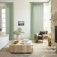 thumbnail image 3 of AIR-Sage Green Linen Sheer Curtains 96 Inches Long Memory Shape Trained Pleated Curtain for Living Room with Hooks Rings Back Tab Pinch Pleat Drapes 96 Inch Length for Boho Bedroom Dining Room 1 Pane, 3 of 4