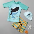 thumbnail image 2 of Bxsruta Baby Boy Swimsuit, Boys' Print Swimsuit Set Short Sleeved Top+swim Trunks+hat Swimming Three Piece Swimsuit Set, 2 of 8