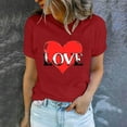 thumbnail image 4 of Valentine Top for Women, Floral Printed T Shirts for Women, Short Sleeve Tee Women's Lover Printed T-Shirt Crew Neck Short Sleeved Tops Blouse, 4 of 5