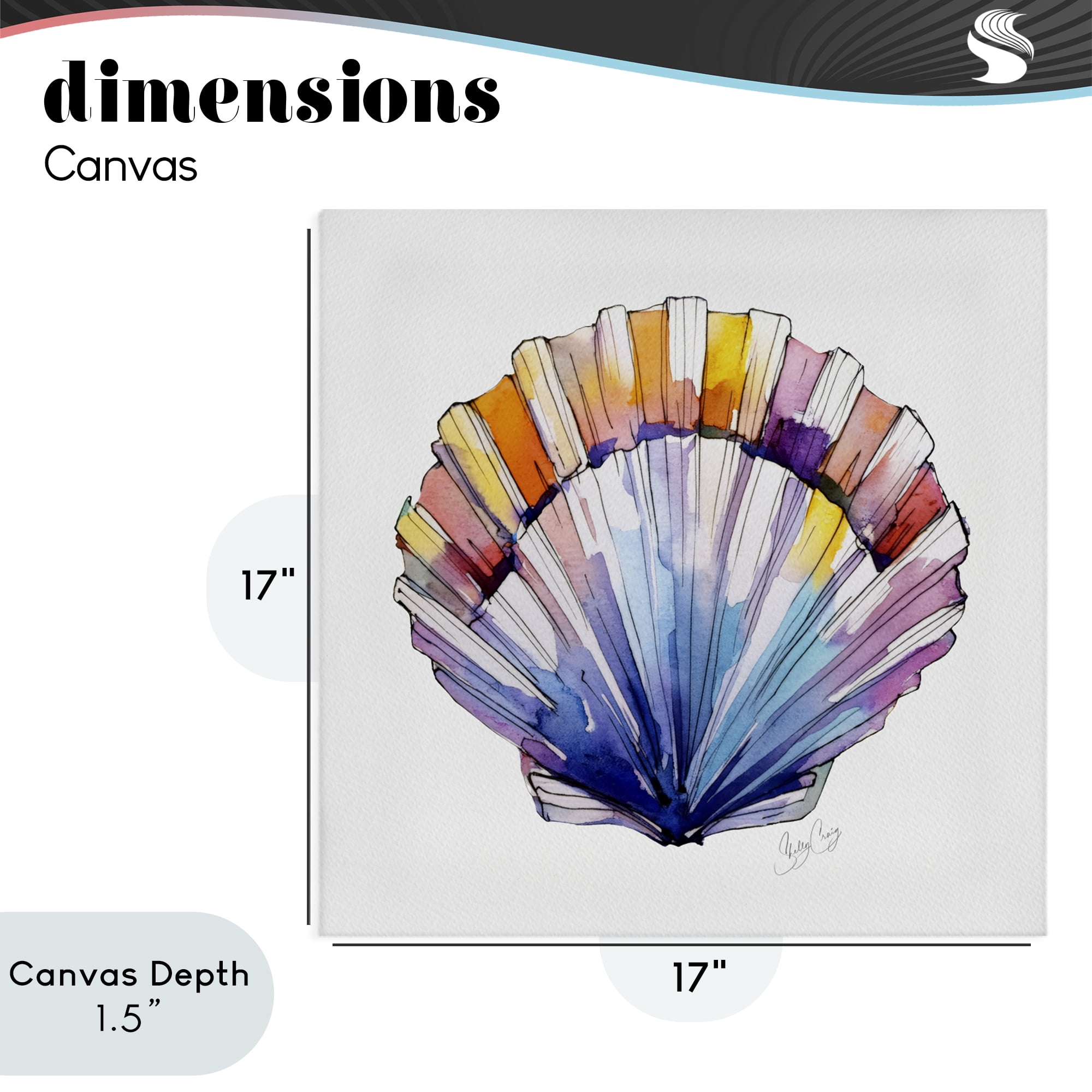 Stupell Industries Coastal Scallop Watercolor Canvas Wall Art, design by Shelly Craig