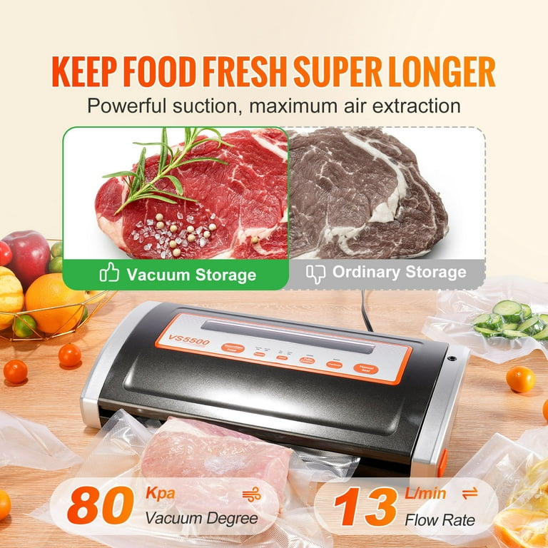 VEVOR Vacuum Sealer Machine, 90Kpa 130W Powerful Dual Pump and Dual  Sealing, Dry and Moist Food Storage, Automatic and Manual Air Sealing  System with Built-in Cutter, with Seal Bag and External Hose