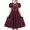 Burgundy Red, variant on Girls Dress Floral White Lace Pearl Heart Maxi Princess Short Sleeve 6 Years