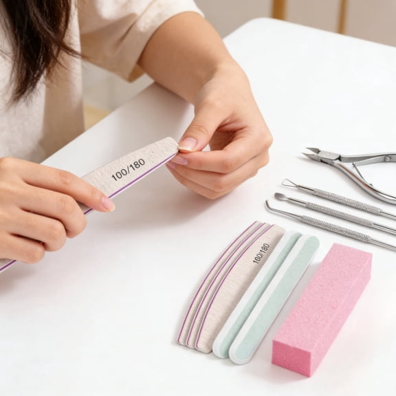 Manicure kit for women, Nail Files 100/180, Nail Buffer Block, Cuticle Nippers, Cuticle Trimmer, Cuticle Pusher, Nail Kit, Pedicure & Manicure Tools, Nail Prep Kit, Manicure Kit for Women