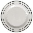 thumbnail image 2 of Fineline Settings Silver Splendor Blanc avec Assiette Ronde Argentée Façon Porcelaine 6 Pouces 150 Pcs, 2 of 3