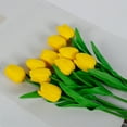 thumbnail image 4 of Luxcidy 10Pcs Artificial Tulips Flowers, Real Touch Fake Tulips, PU Tulips Flowers for Home Kitchen Wedding Party DIY Decorations (Yellow), 4 of 8