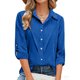 thumbnail image 3 of Camisas de Manga Larga para las Mujeres Botón de Solapa de Ajuste Suelto Delantero Blusa de Túnica de Imitación de Lino, Camisas de Manga Larga para las Mujeres Bajo Scrubs, 3 of 7