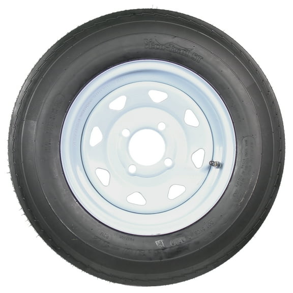 eCustomrim Trailer Tire On White Rim 530-12 5.30-12 5.30 x 12 Load C 4 Lug 12 x 4 Wheel