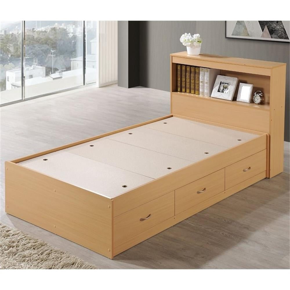 Pemberley Row Engineered Wood Beech Twin Captain Bed Rectangular With Storage 35" H x 41.4" W x 84.5" D Unassembled