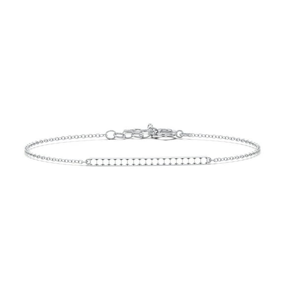 Sterling Silver Beaming Bar Bracelet With Cubic Zirconia Accent Stones