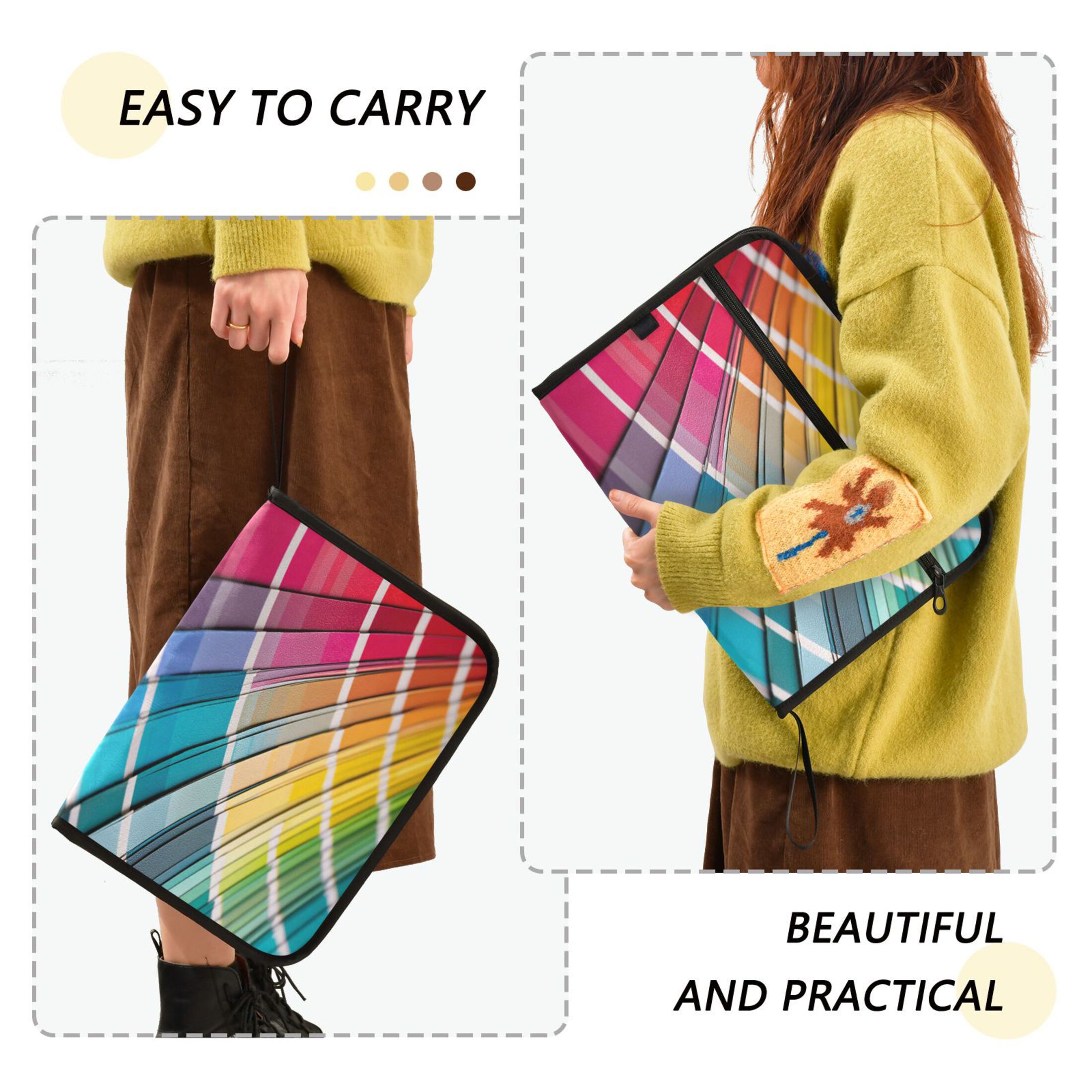 Expandable Folder with Colored Tabs, Desktop Folding Folder for Organizing Files by Category, with 13 Pockets, Suitable for Office Use Fan-shaped Pattern