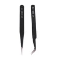 thumbnail image 2 of Nail Art Rhinestones Eyelashes Extension Straight & Curved Tweezers Tool Set-Black, 2 of 10