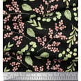 thumbnail image 2 of Soimoi Black Georgette Viscose Fabric Red Berries & Leaves Printed Fabric 1 Yard 42 Inch Wide, 2 of 3