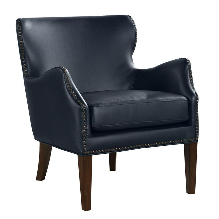 Comfort Pointe Dallas Faux Leather Arm Chair with High Leg in Midnight Blue
