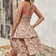 thumbnail image 5 of Vestido Corto Atractivo Vestido de cintura a la moda para mujer Traje diario con estampado floral y hombros descubiertos (Rosa XL) Cgtredaw para Mujer Rosa T XL, 5 of 5