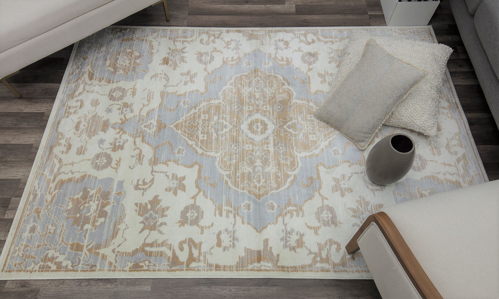 Rugs America Lennox LX40A Soft Sky Oriental Transitional Cream Area Rug, 9'x12'