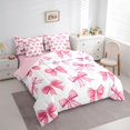thumbnail image 3 of Feelyou Dreamy Ribbon Bow Bedding Comforter Set 7pcs for Girl, Fairy Tale Princess Queen Bedding Sets, Kawaii Cartoon Theme Reversible Queen Sheet Sets, Super Cozy Room Decor, 3 of 7