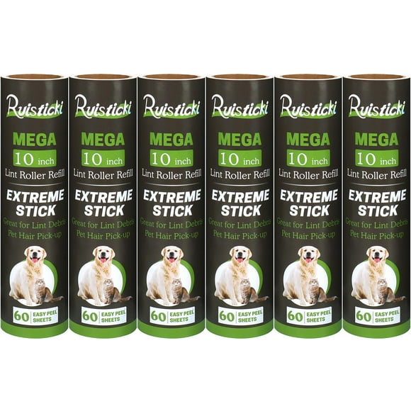 Recambios Lint Roller Ruisticki Mega, 10 pulgadas, paquete de 6, 360 hojas