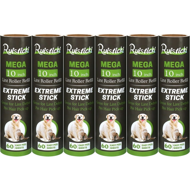 Recambios Lint Roller Ruisticki Mega, 10 pulgadas, paquete de 6, 360 hojas